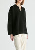 Polo Collar Ribbed Jumper in Black Closeup