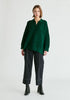 Polo Collar Ribbed Jumper in Dark Green Front