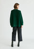 Polo Collar Ribbed Jumper in Dark Green Back