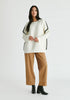 Ribbed Jumper with Contrasting Embroidery in White Front