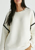 Ribbed Jumper with Contrasting Embroidery in White Closeup