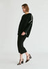 Ribbed Jumper with Contrasting Embroidery in Black Side