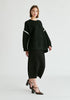 Ribbed Jumper with Contrasting Embroidery in Black Side