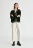 Ribbed Cardigan with Contrast Trim