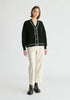 Ribbed Cardigan with Contrast Trim