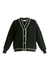 Ribbed Cardigan with Contrast Trim in Black Cutout