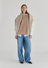 Side Slit Sleeveless Ribbed Jumper in Almond Front