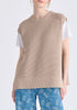 Side Slit Sleeveless Ribbed jumper in Almond Closeup