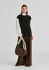 Side Slit Sleeveless Ribbed Jumper in Black Front