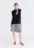 Side Slit Sleeveless Ribbed jumper in Black Front