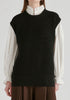 Side Slit Sleeveless Ribbed Jumper in Black Closeup