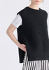 Side Slit Sleeveless Ribbed jumper in Black Closeup