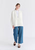 Low Cut Polo Collar Ribbed Jumper in White Front