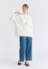 Low Cut Polo Collar Ribbed Jumper in White Front