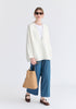 Low Cut Polo Collar Ribbed Jumper in White Side