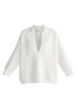 Low Cut Polo Collar Ribbed Jumper in White Cutout