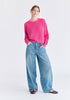 Cropped Ribbed Jumper in Hot Pink Front