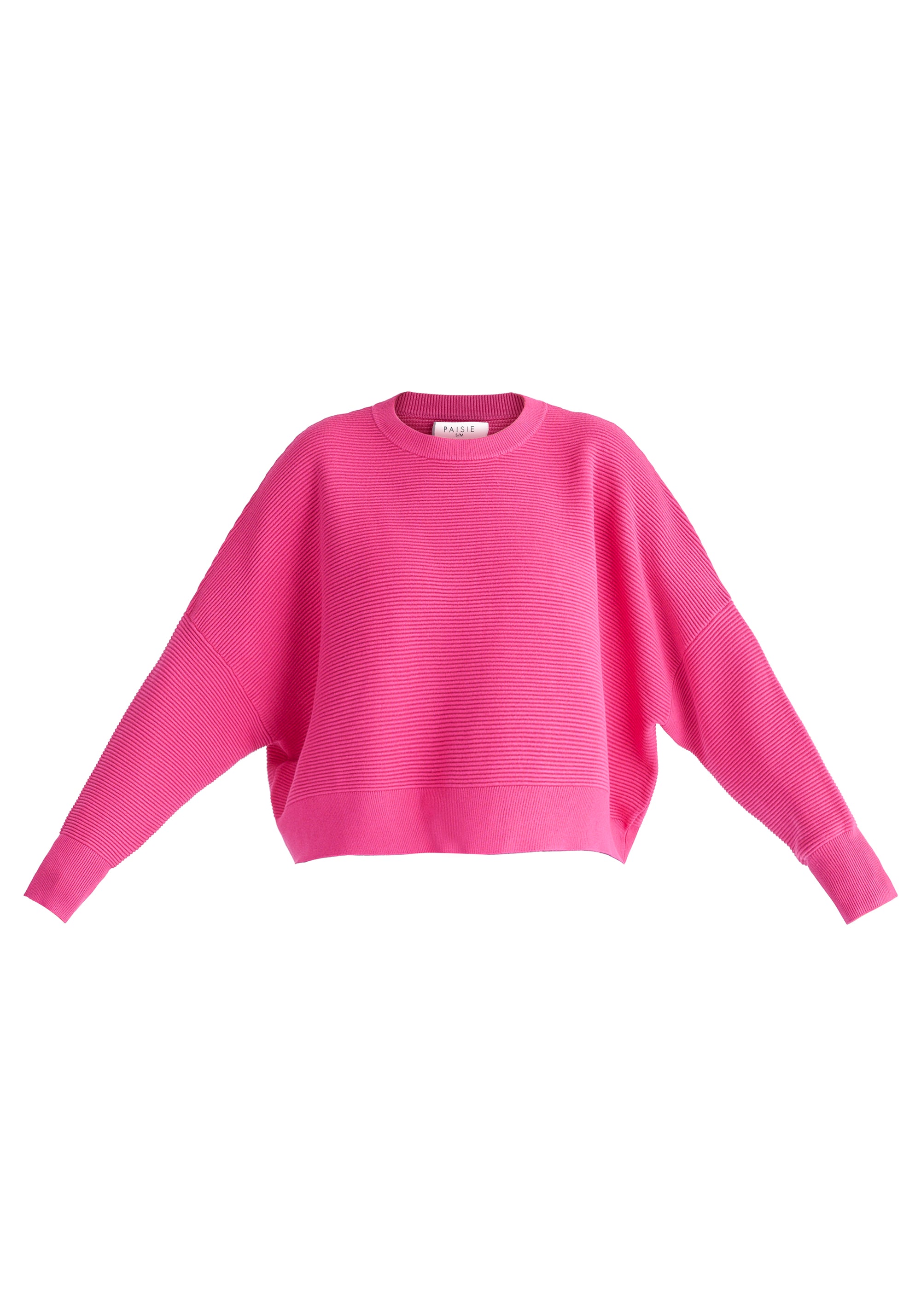 Cropped Ribbed Jumper in Hot Pink Cutout