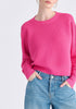 Cropped Ribbed Jumper in Hot Pink Closeup