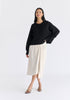 Cropped Ribbed Jumper in Black Front