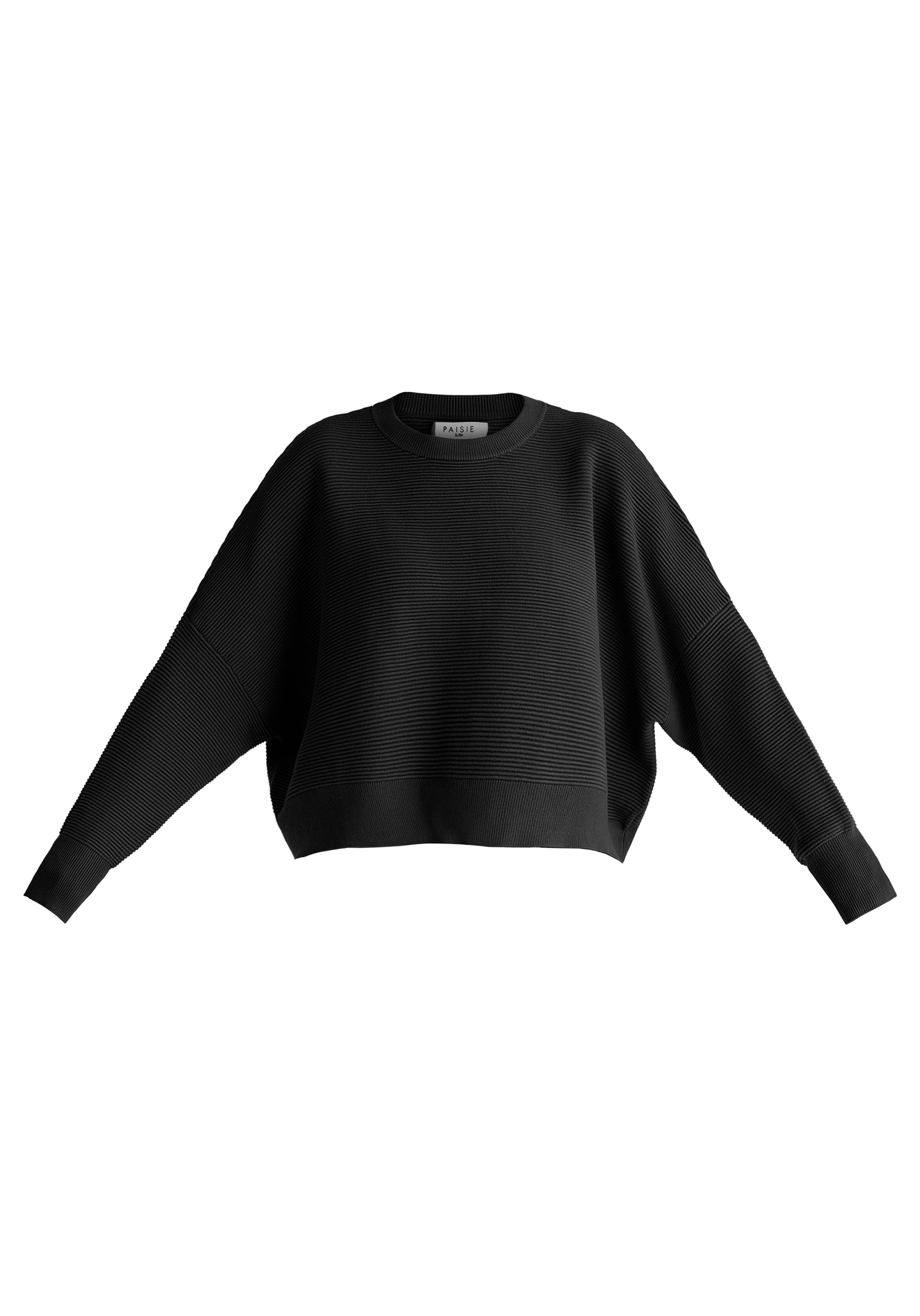 Cropped Ribbed Jumper in Black Cutout