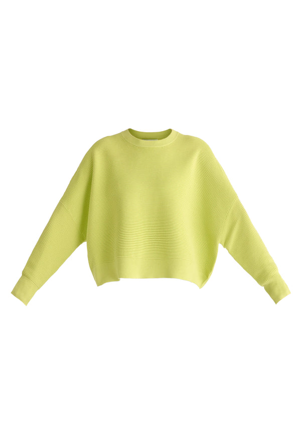 Cropped Ribbed Jumper in Lime Side Cutout