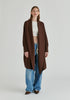 Draped Collar Ribbed Cardigan