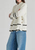 Striped Details Ribbed Jumper with Side Buttons