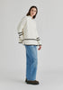 Striped Details Ribbed Jumper with Side Buttons