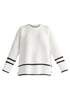 Striped Details Ribbed Jumper with Side Buttons