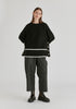 Striped Details Ribbed Jumper with Side Buttons