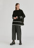 Striped Details Ribbed Jumper with Side Buttons