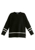 Striped Details Ribbed Jumper with Side Buttons