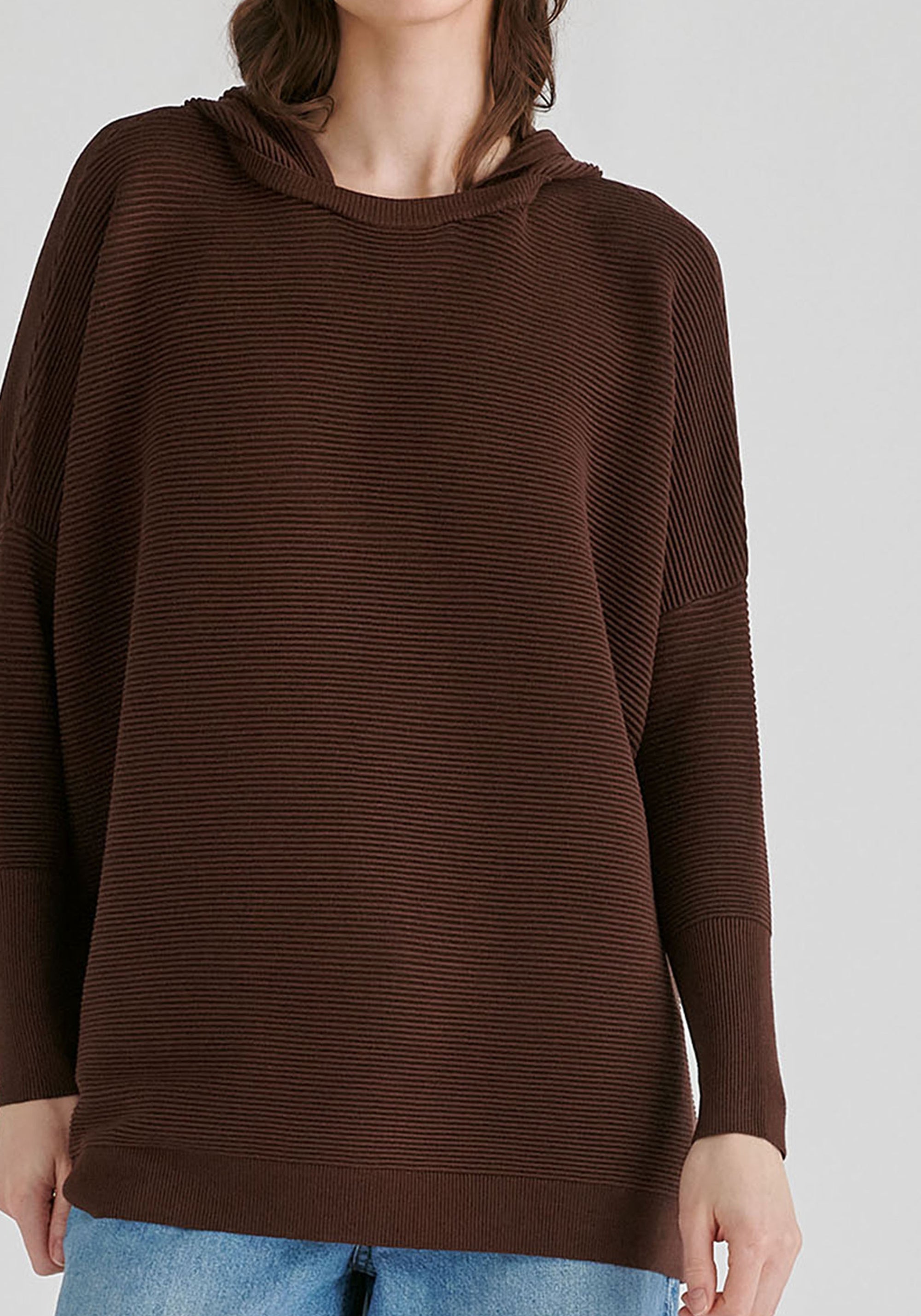 Hooded Ribbed Jumper
