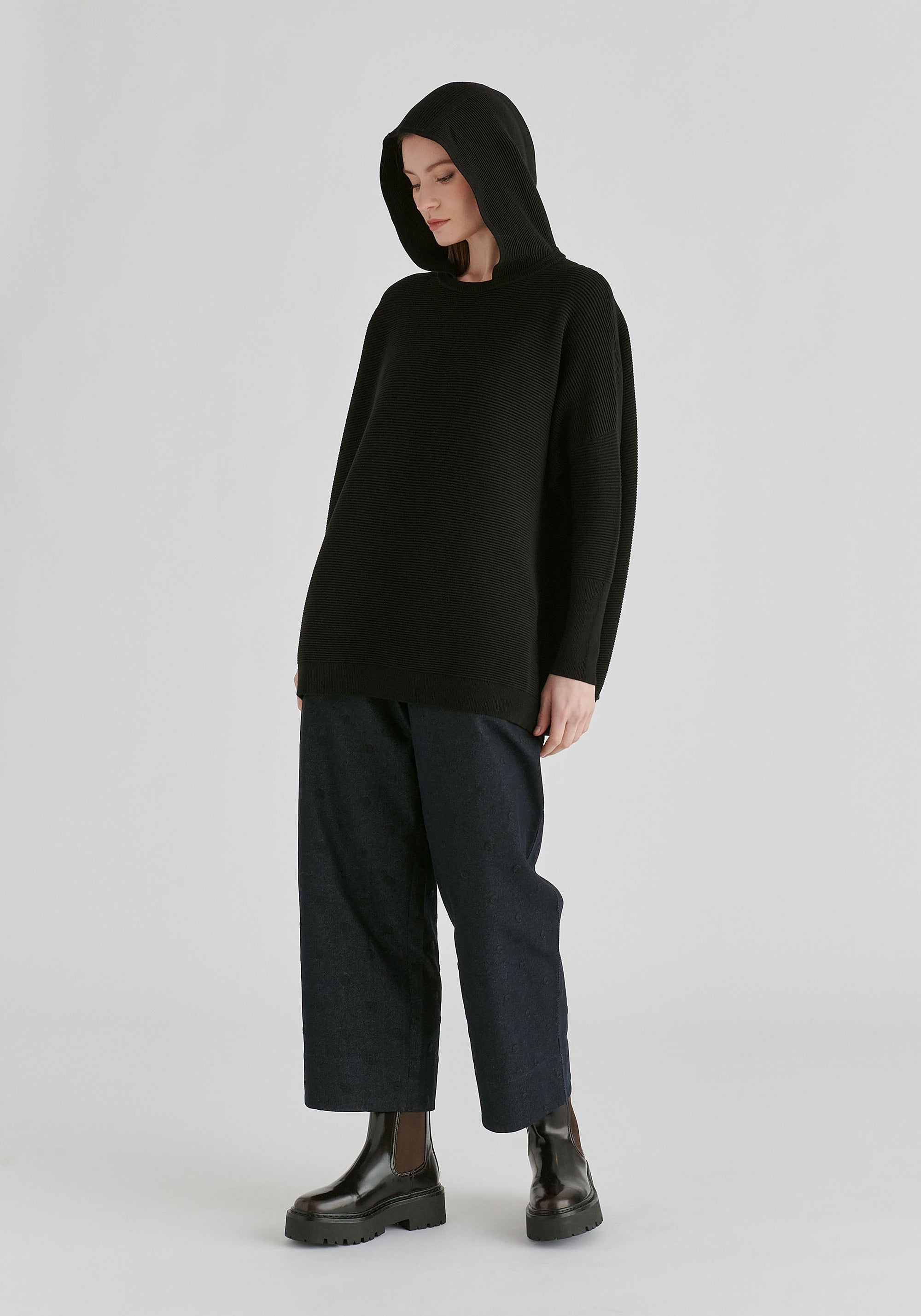 Hooded Ribbed Jumper