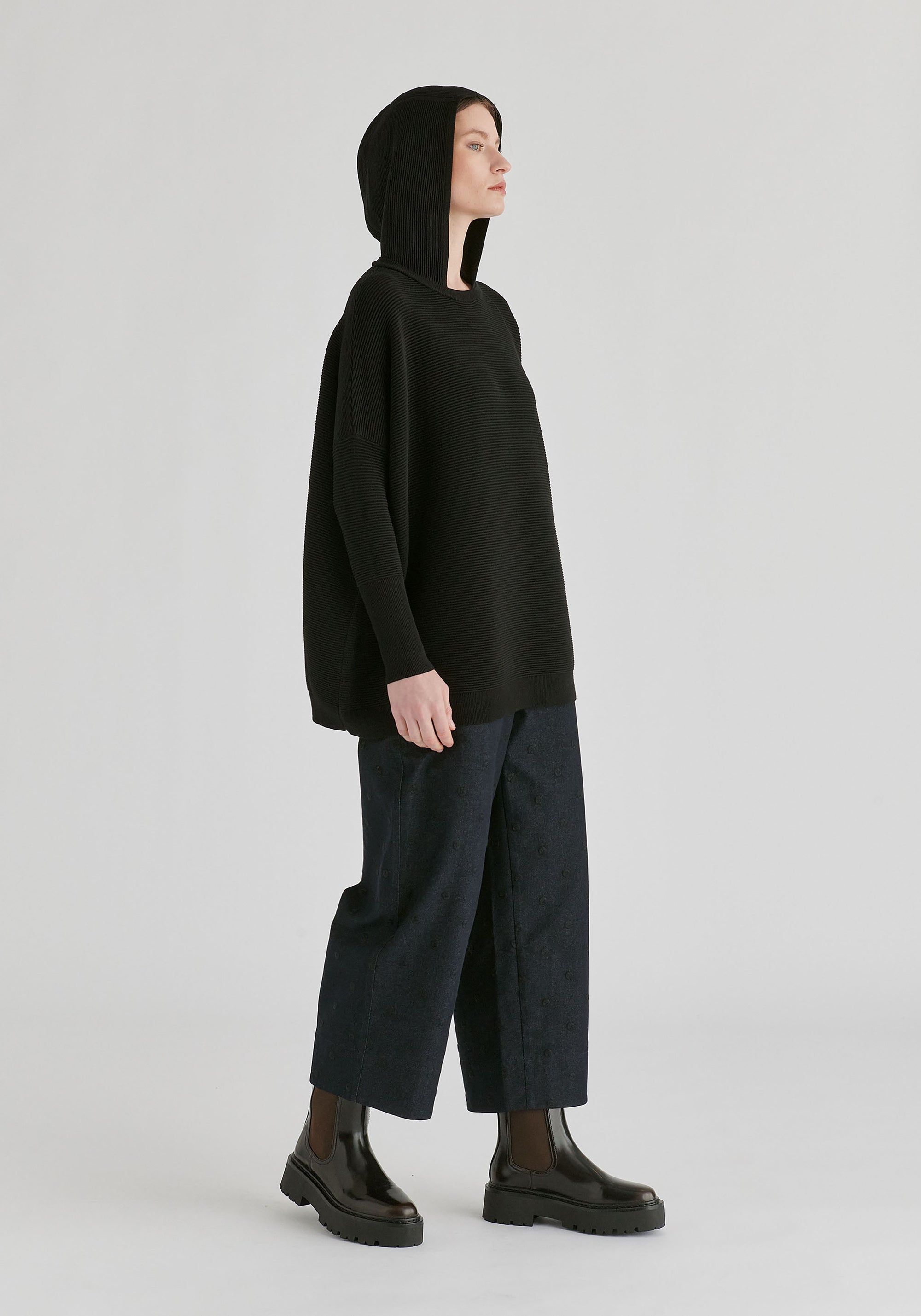 Hooded Ribbed Jumper
