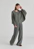 Ribbed Batwing Cardigan with Crew Neck and Button Front