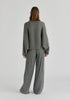 Ribbed Batwing Cardigan with Crew Neck and Button Front
