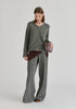 Ribbed Batwing Cardigan with Crew Neck and Button Front