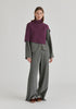 Ribbed Batwing Cardigan with Crew Neck and Button Front