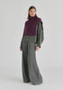 Ribbed Batwing Cardigan with Crew Neck and Button Front