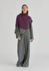 Ribbed Batwing Cardigan with Crew Neck and Button Front