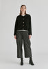 Ribbed Batwing Cardigan with Crew Neck and Button Front