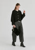 Ribbed Batwing Cardigan with Crew Neck and Button Front