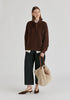 Ribbed Jumper with Attached Scarf Tie