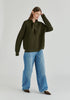 Ribbed Jumper with Attached Scarf Tie