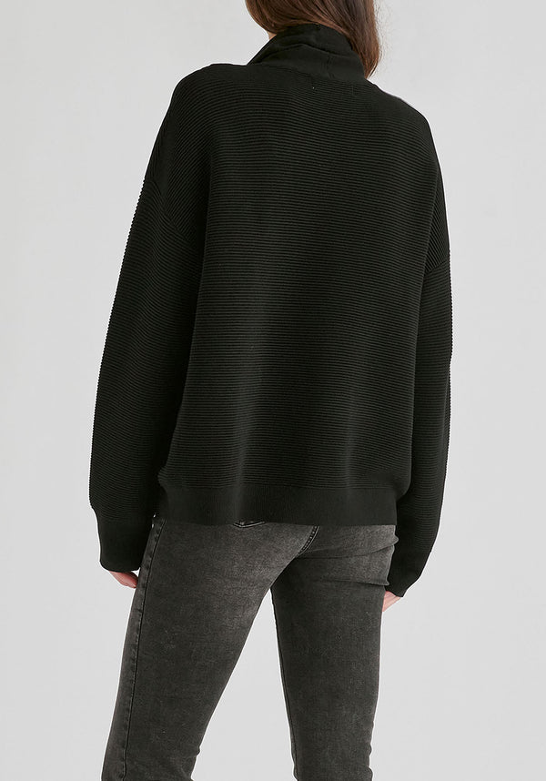 Ribbed Jumper with Attached Scarf Tie