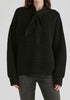 Ribbed Jumper with Attached Scarf Tie