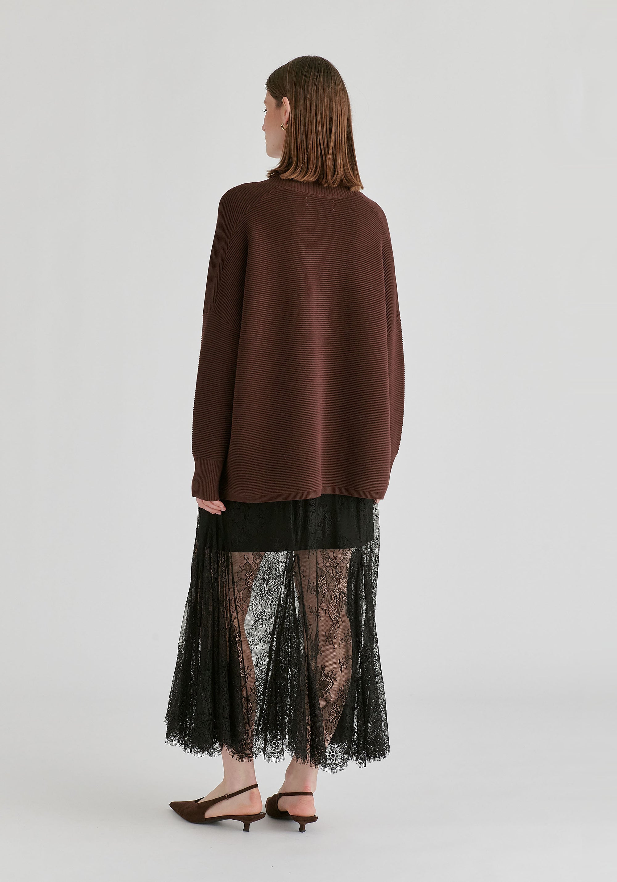 Shawl Collar Ribbed Jumper