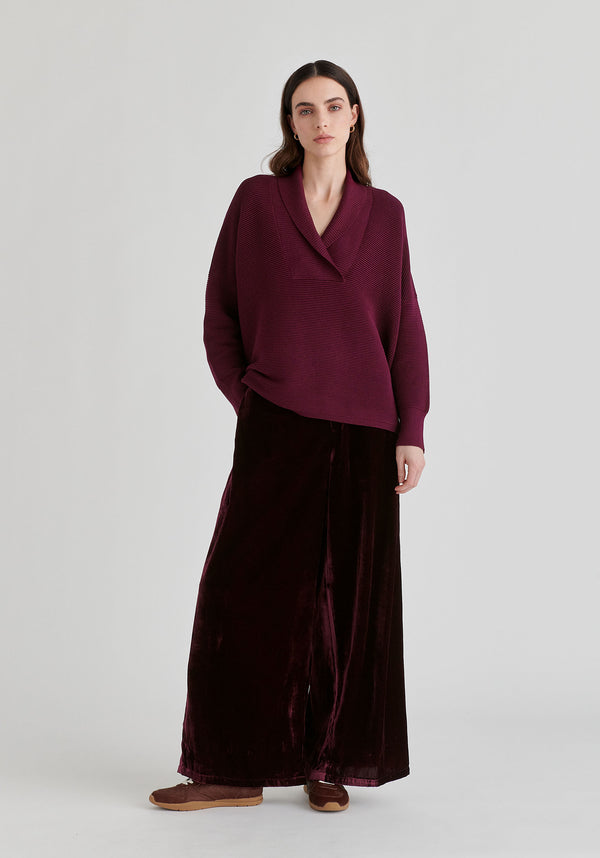 Shawl Collar Ribbed Jumper